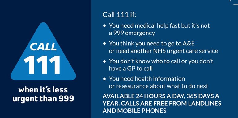 A&E and 111 NHS Helplines